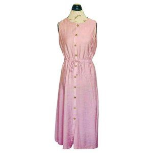 Sucrefas Sleeveless Button down Dress Women's Size Large Blush Pink Tied